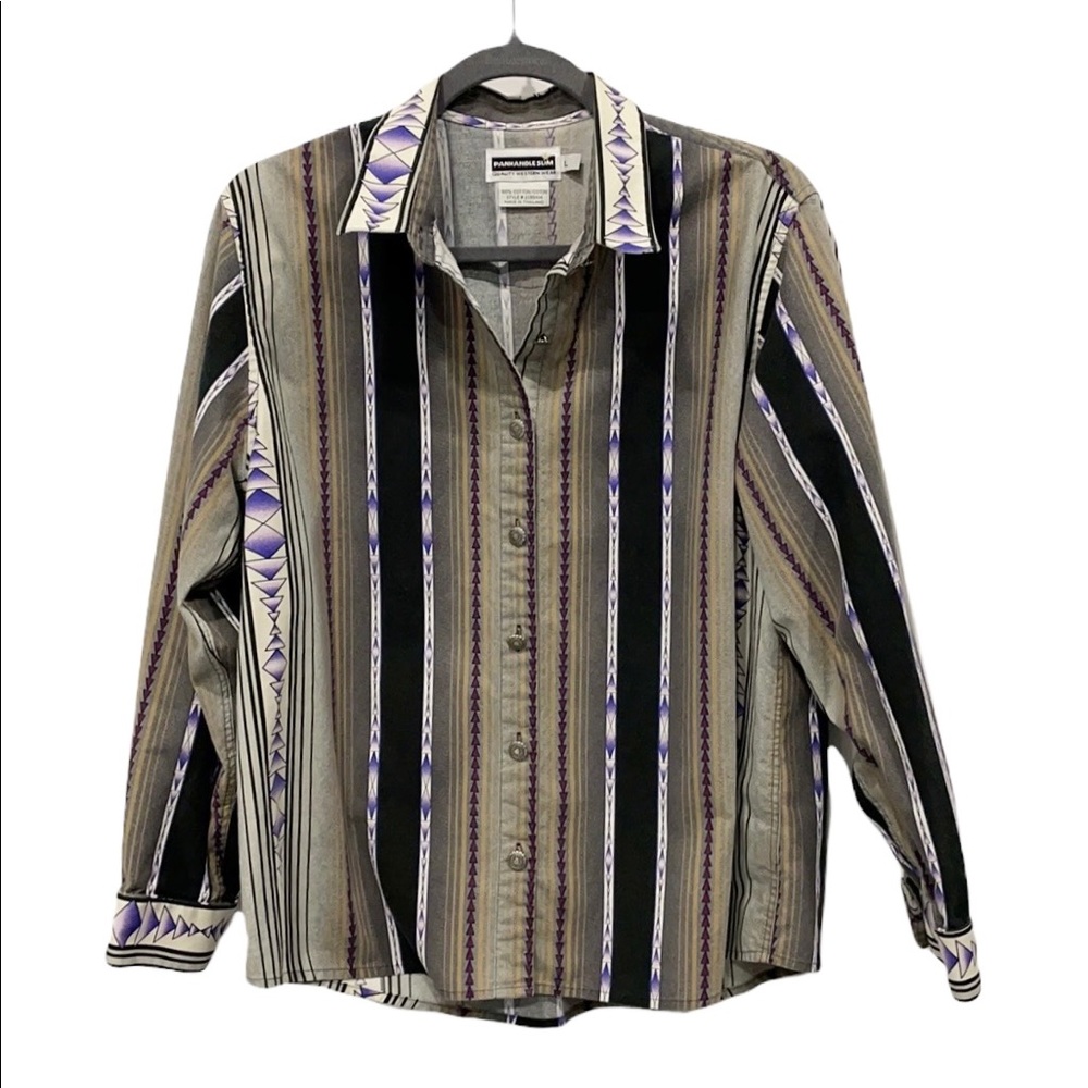 Panhandle Slim Western Shirt Button Down Sz L